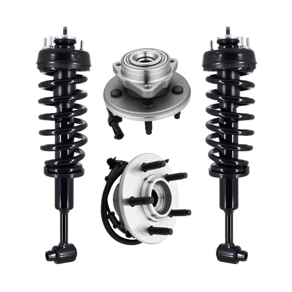 Set of 4 Front Wheel Hub Bearing-Quick Complete Strut-Coil Spring For 2004 2005 Mercury Mountaineer