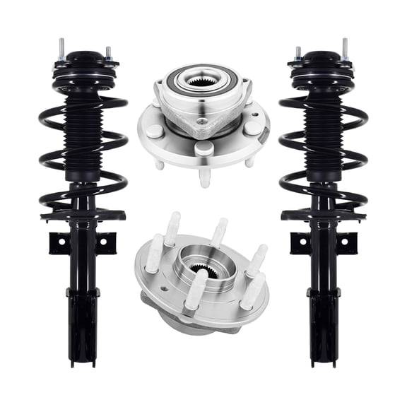 Set of 4 Front Wheel Hub Bearing-Quick Complete Strut-Coil Spring For 2013-2017 Chevrolet Traverse