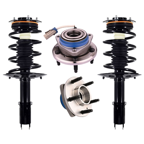 Set of 4 Front Wheel Hub Bearing-Quick Complete Strut-Coil Spring For 2000 2001 Chevrolet Monte Carlo