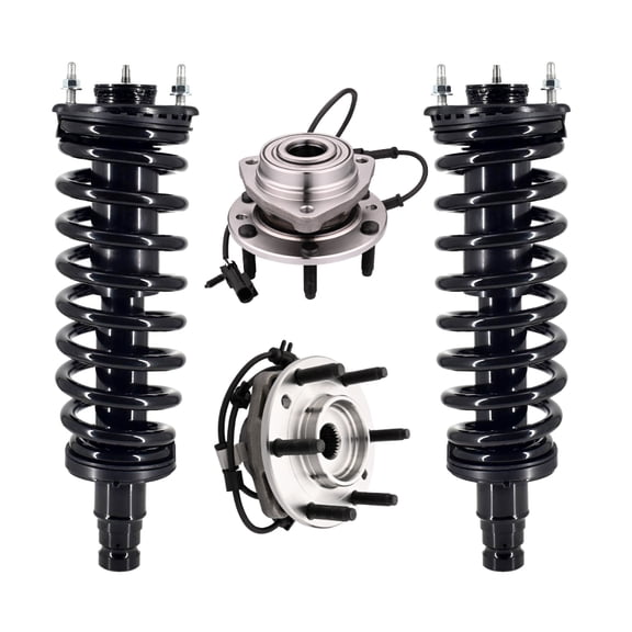 Set of 4 Front Wheel Hub Bearing-Quick Complete Strut-Coil Spring For 2002-2004 Oldsmobile Bravada L6