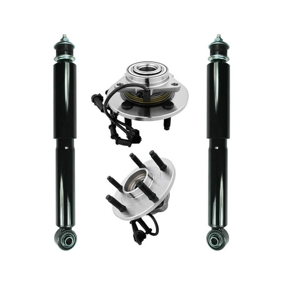 Set of 4 Front Wheel Hub Bearing-Shock Absorber For 2002-2005 Dodge RAM 1500 4WD