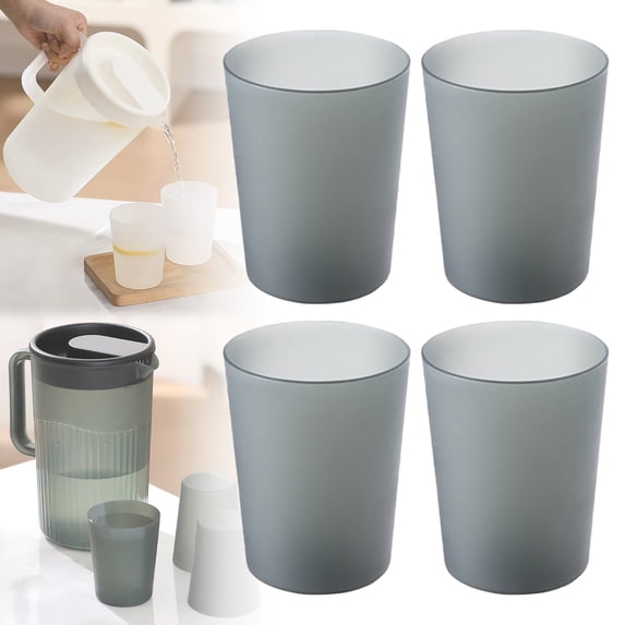 Set of 4 Frosted Japanese Cold Cups – Stackable Stadium Tumblers in Red, Blue, White & Green for Parties