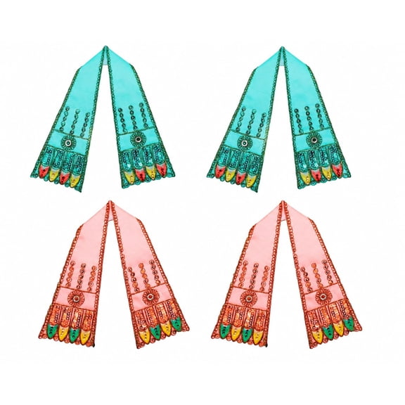 Set of 4 Ganesh Dupatta Chunri Puja Cloth Pooja Items Idols Frame (17"X 3")