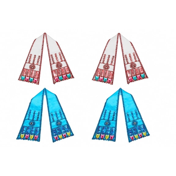 Set of 4 Ganesh Dupatta Chunri Puja Cloth Pooja Items Idols Frame (17"X 3")