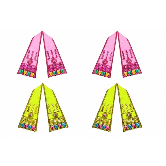 Set of 4 Ganesh Dupatta Chunri Puja Cloth Pooja Items Idols Frame (17"X 3")