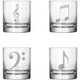 thumbnail image 1 of Set of 4 Glass 11 oz Rocks Whiskey Glass Gift Music Notes Collection, 1 of 1