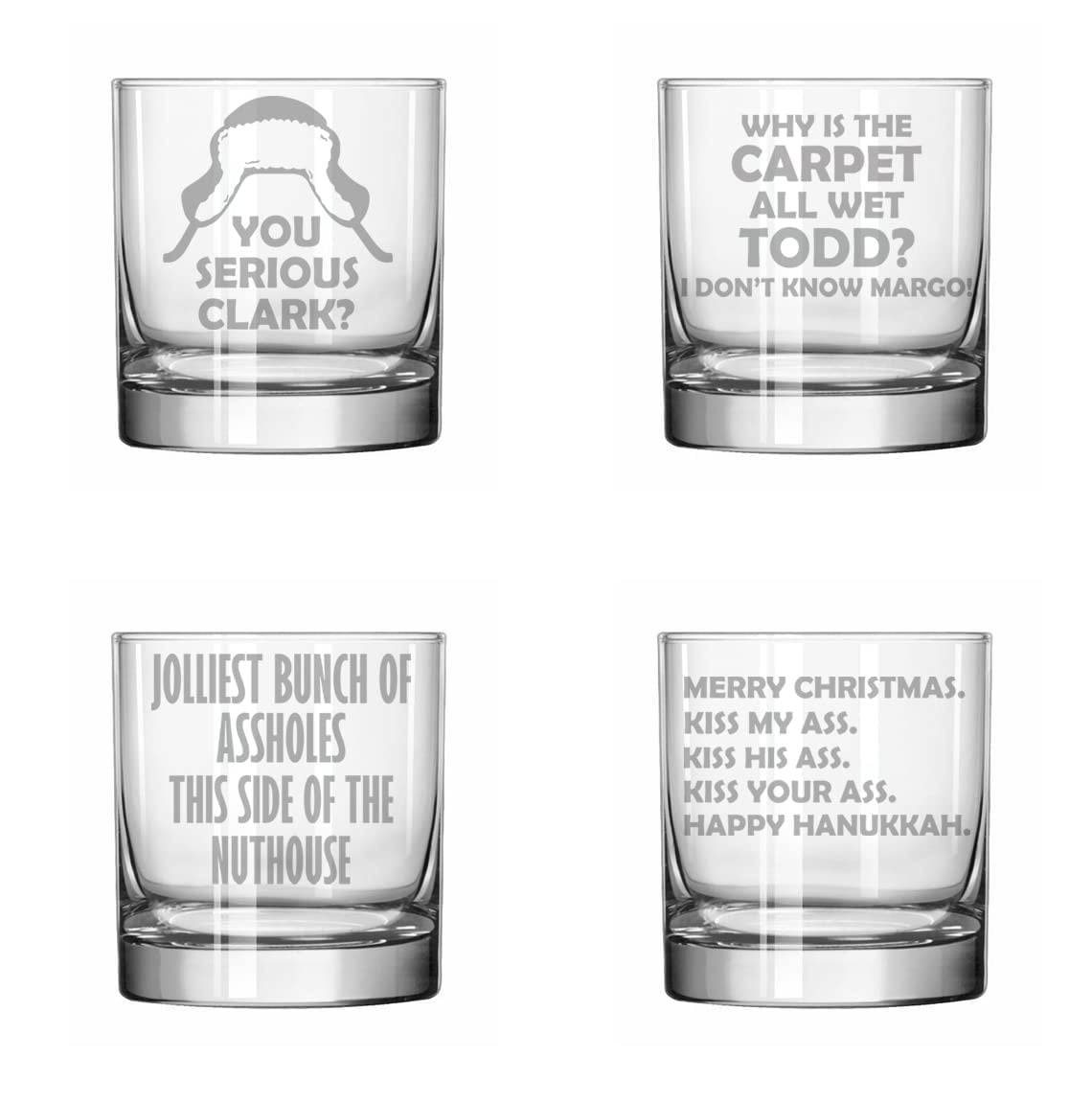 Funny Vacation Wine Glasses Set Of 4 - Christmas Collection Stemless Goblets (17 Oz)