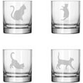 thumbnail image 1 of Set of 4 Glass 11 oz Rocks Whiskey Old Fashioned Gift Cat Collection, 1 of 1