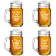 thumbnail image 1 of Set of 4 Glass 16oz Mason Jar Glass Mug w/Handle Gift Crochet Knitting Collection, 1 of 1