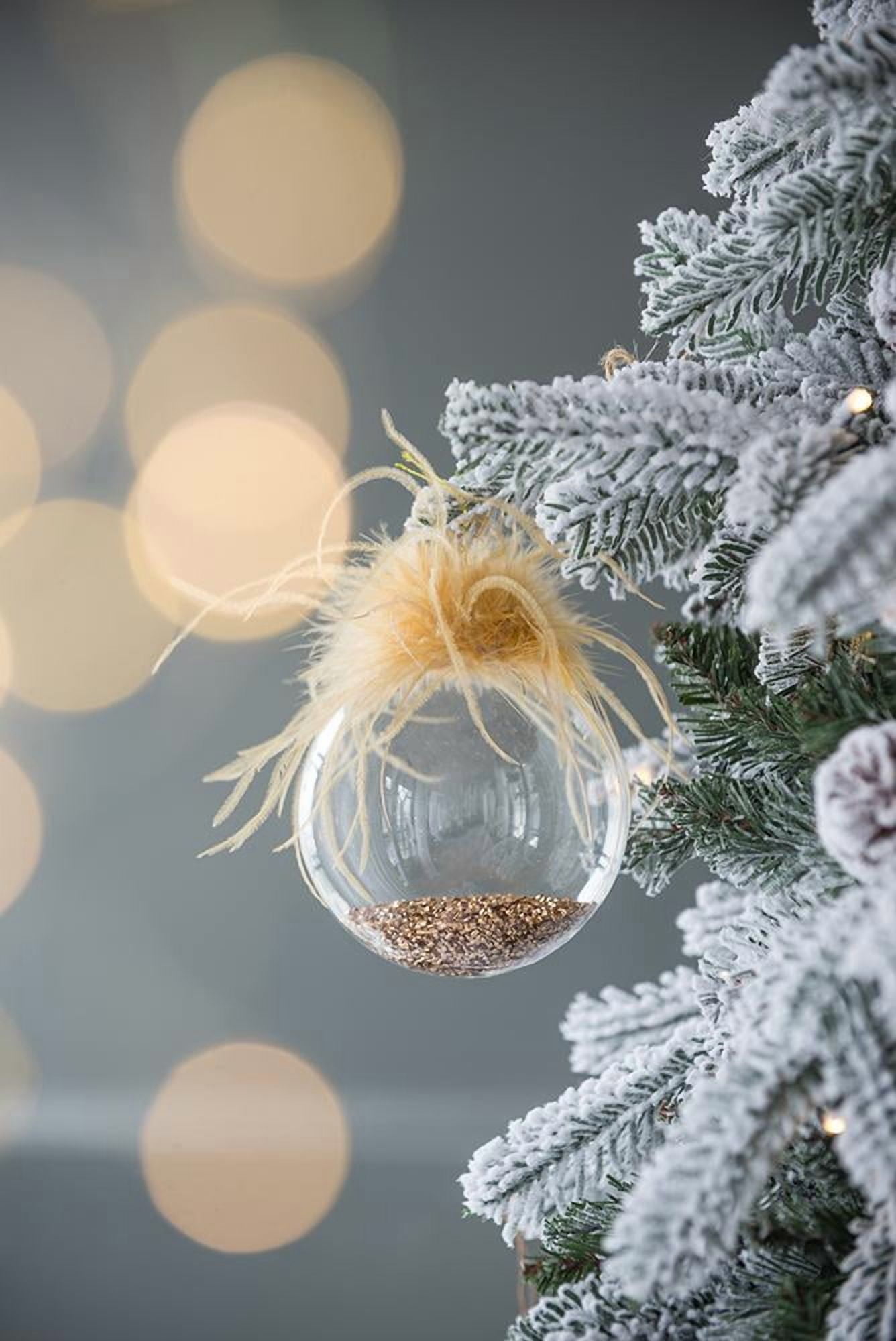 Set of 4 Glass Christmas Ball Ornaments with Glitter Design by Riccardo Tree Decor