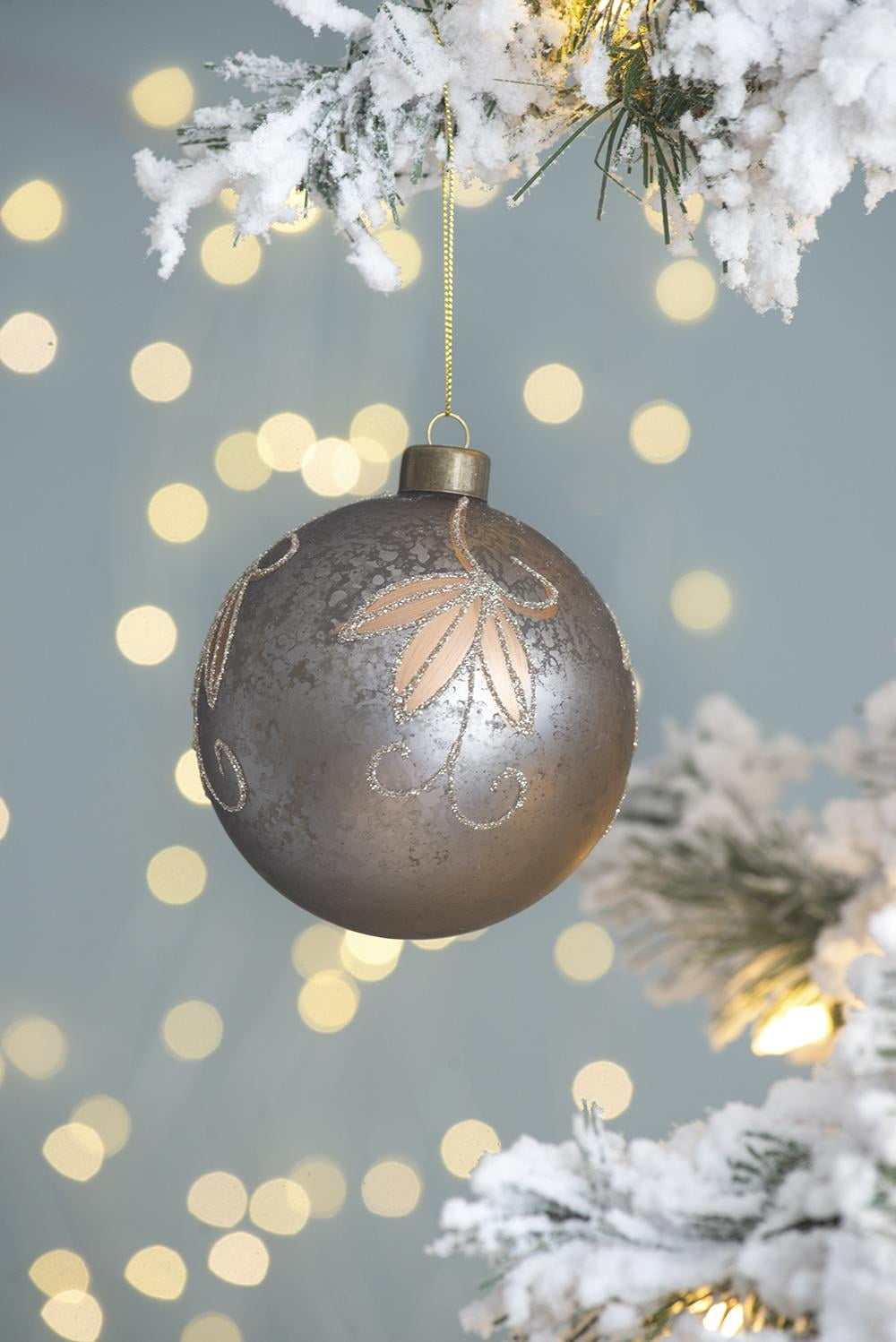 Set of 4 Glass Christmas Ball Ornaments with Glitter and Painting Design by Riccardo Tree Decor