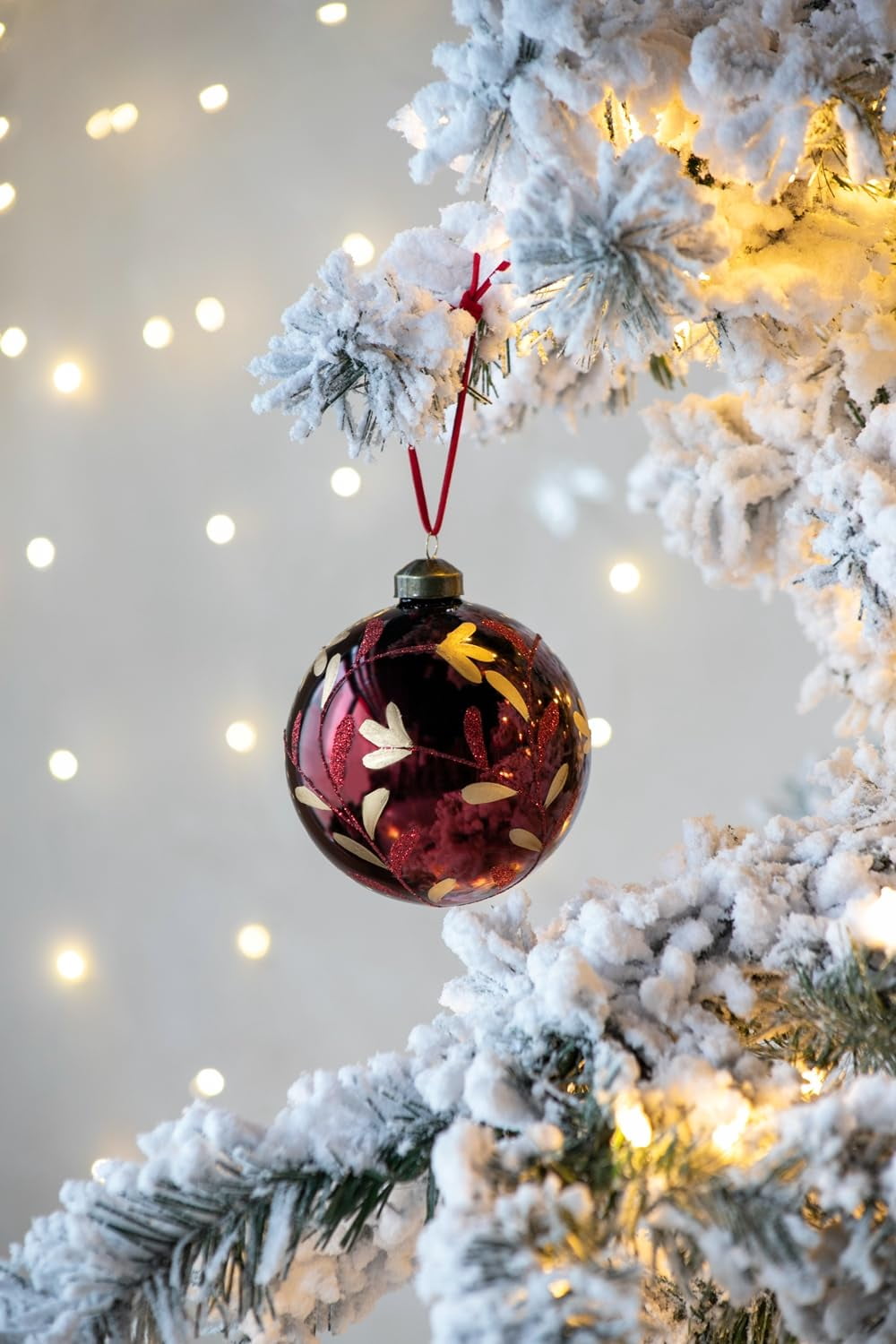 Set of 4 Glass Christmas Ball Ornaments with Glitter and Painting Design by Riccardo Tree Decor