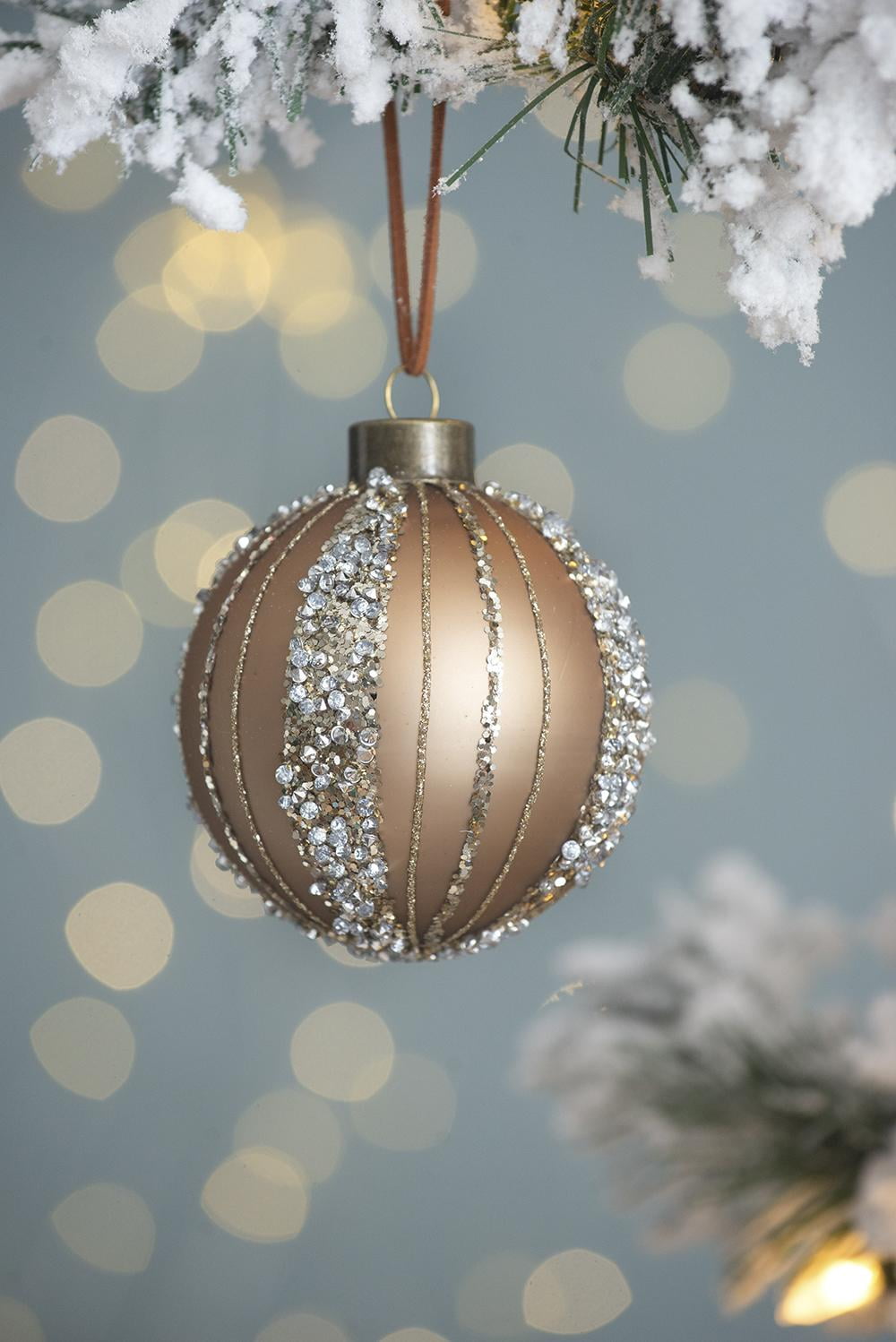 Set of 4 Glass Christmas Ball Ornaments with Glitter and Painting Design by Riccardo Tree Decor