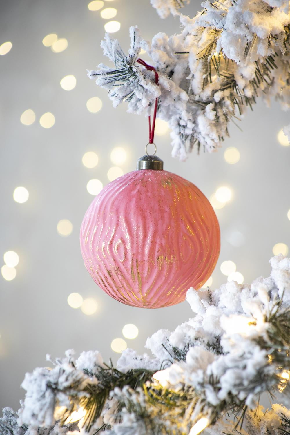 Set of 4 Glass Christmas Ball Ornaments with Glitter and Painting Design by Riccardo Tree Decor