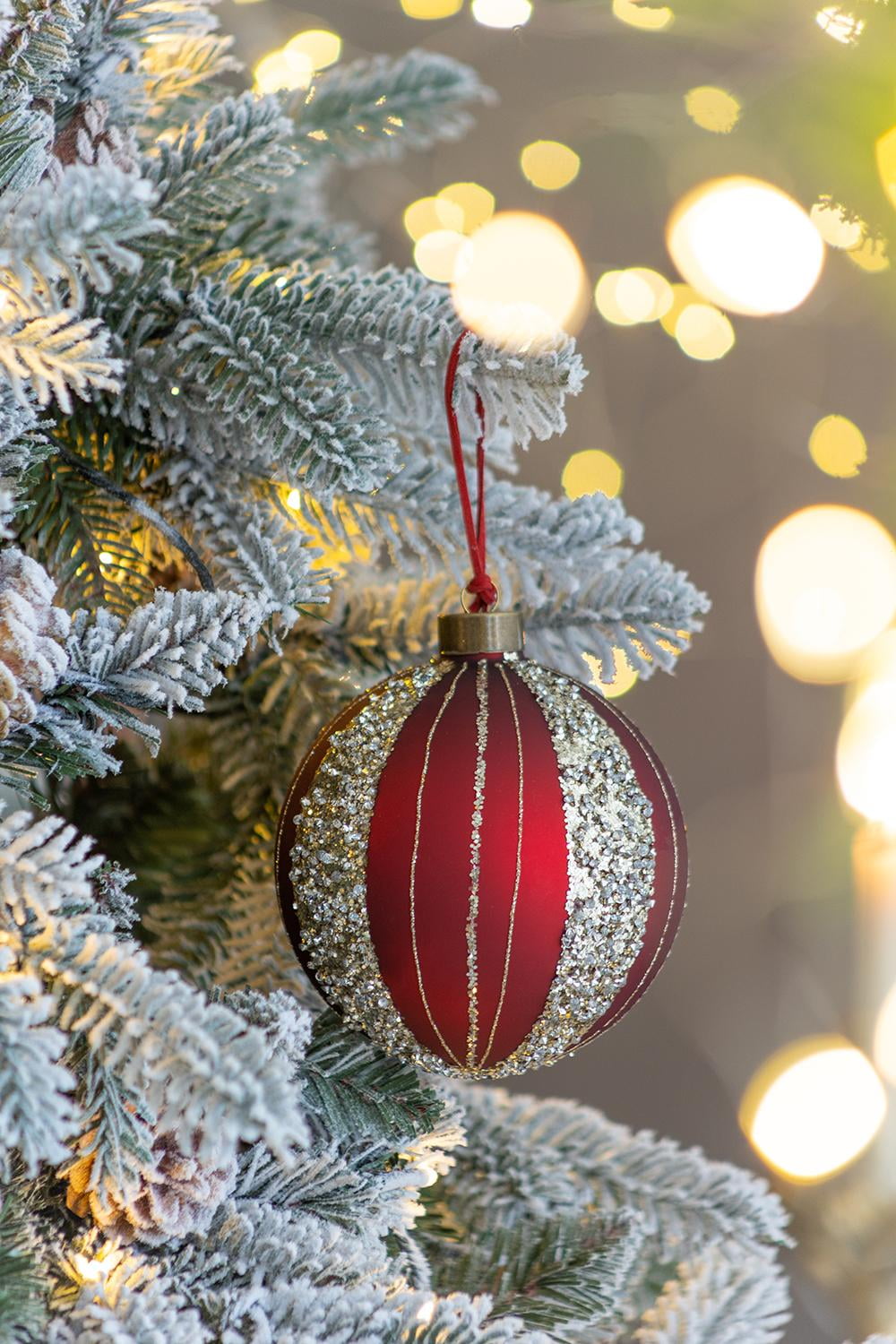 Set of 4 Glass Christmas Ball Ornaments with Glitter and Painting Design by Riccardo Tree Decor