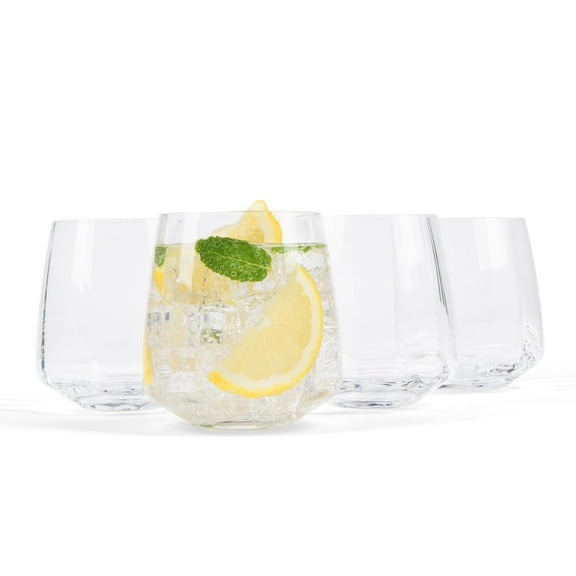 Set of 4 Glass Cups | 13.5 oz Glasses | Cocktail, Water, Wine, and Whiskey Glass