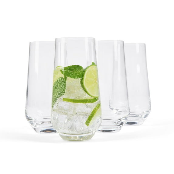 Set of 4 Glass Cups | 16.2 oz Glasses | Hand Blown Lead Free Crystal | Made in Poland
