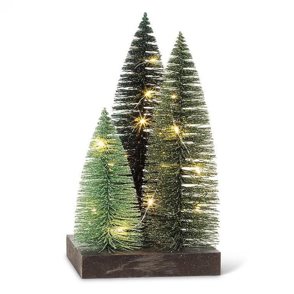 Set of 4 Glitter Led Trees On A Square Base Figurine