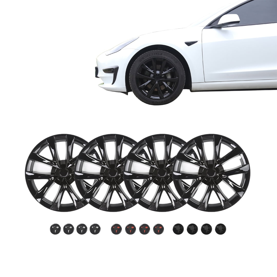 Set of 4 Gloss Black Snap On Hubcap Wheel Rim Skin Covers for 2017-2023 ...
