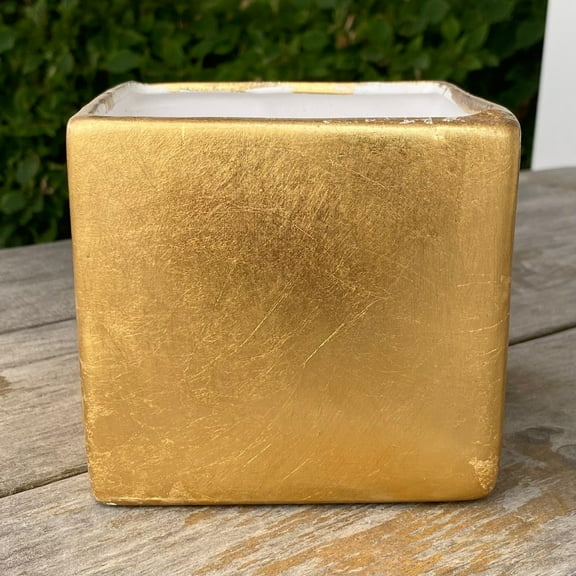 Set of 4 Gold Foil Painted Square Planter