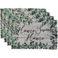 thumbnail image 1 of Set of 4, Green Leaf with Home Sweet Home Tapestry Placemats for Kitchen Dining Table Mats, Easy to Clean, Machine Washable. Size: 13" x 19"., 1 of 4