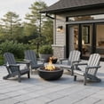 thumbnail image 1 of Set of 4 HDPE Folding Adirondack Chair with Cup Holder, Composite Wood Texture Outdoor Chair for Patio, Garden, Poolside, Deck, Backyard, Gray, 1 of 6