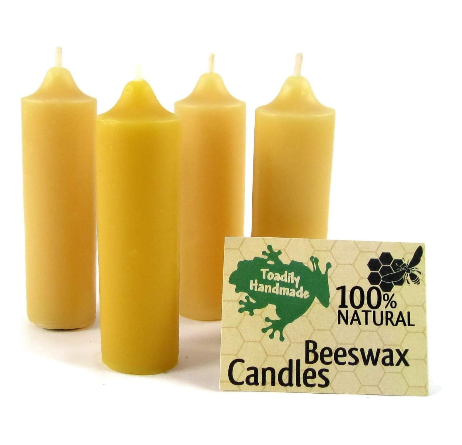 Set of 4 Hand Poured Solid Beeswax Candles in Natural Each Candle