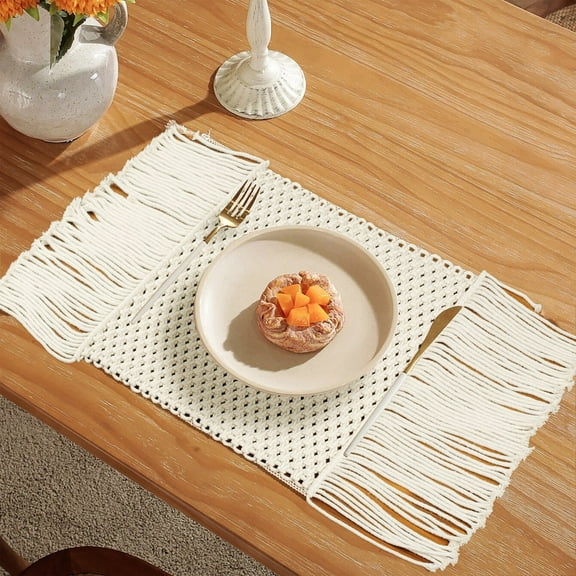 Set of 4 Handmade Cotton Woven Placemats 10'' x 16'' Handcrafted for Home Decor Stylish and Unique Dining Experience