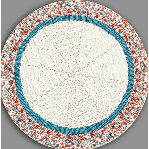 Set of 4 Handmade bead placemats, Multicolor Designer Tablemats, Beaded Charger Plates 14X14 Inch