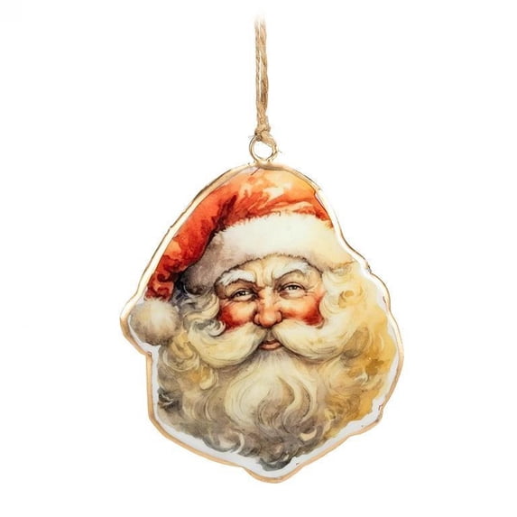 Set of 4 Happy Santa Face Ornament