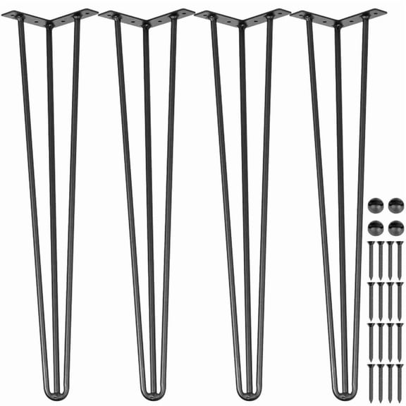 Set of 4 Heavy Duty 34" Black Carbon Steel Hairpin Legs,880lbs Load Capacity for DIY Desks,Benches,Dining Tables,and Chairs