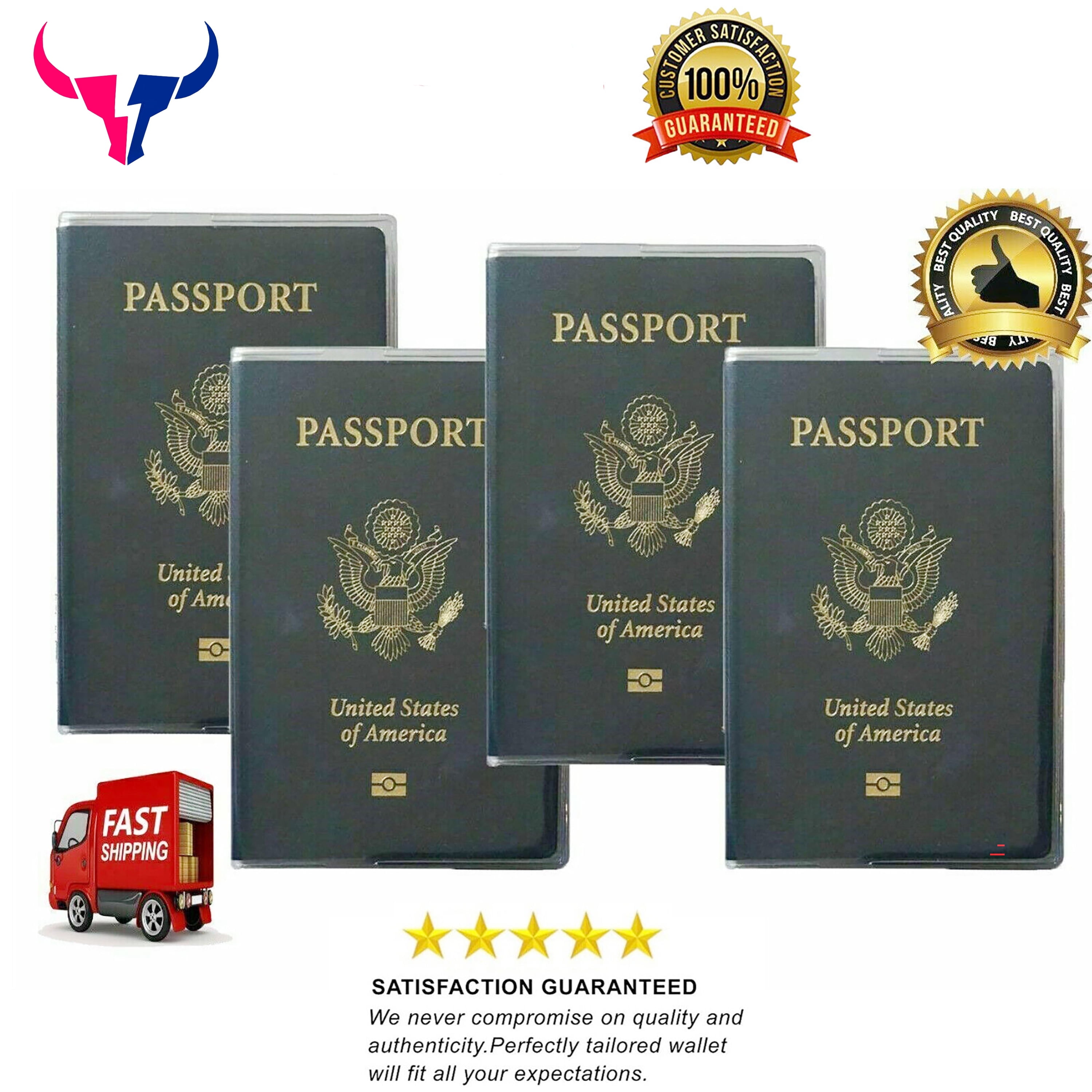 Set of 4 Heavy Duty Clear Vinyl Plastic Passport Cover Holder Travel ...