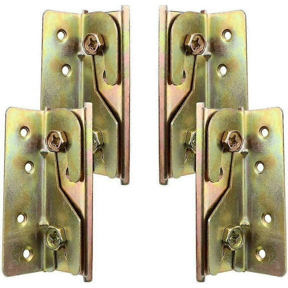 Set of 4 Heavy Duty Rust Resistant Mortiseless Bed Rail Mounting Brackets with Screws