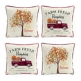 thumbnail image 1 of Set of 4 Hello Autumn and Pumpkins Truck Plaid Filled Outdoor Throw Pillows for Fall Patio Decor with Country Halloween Thanksgiving Theme, 1 of 18