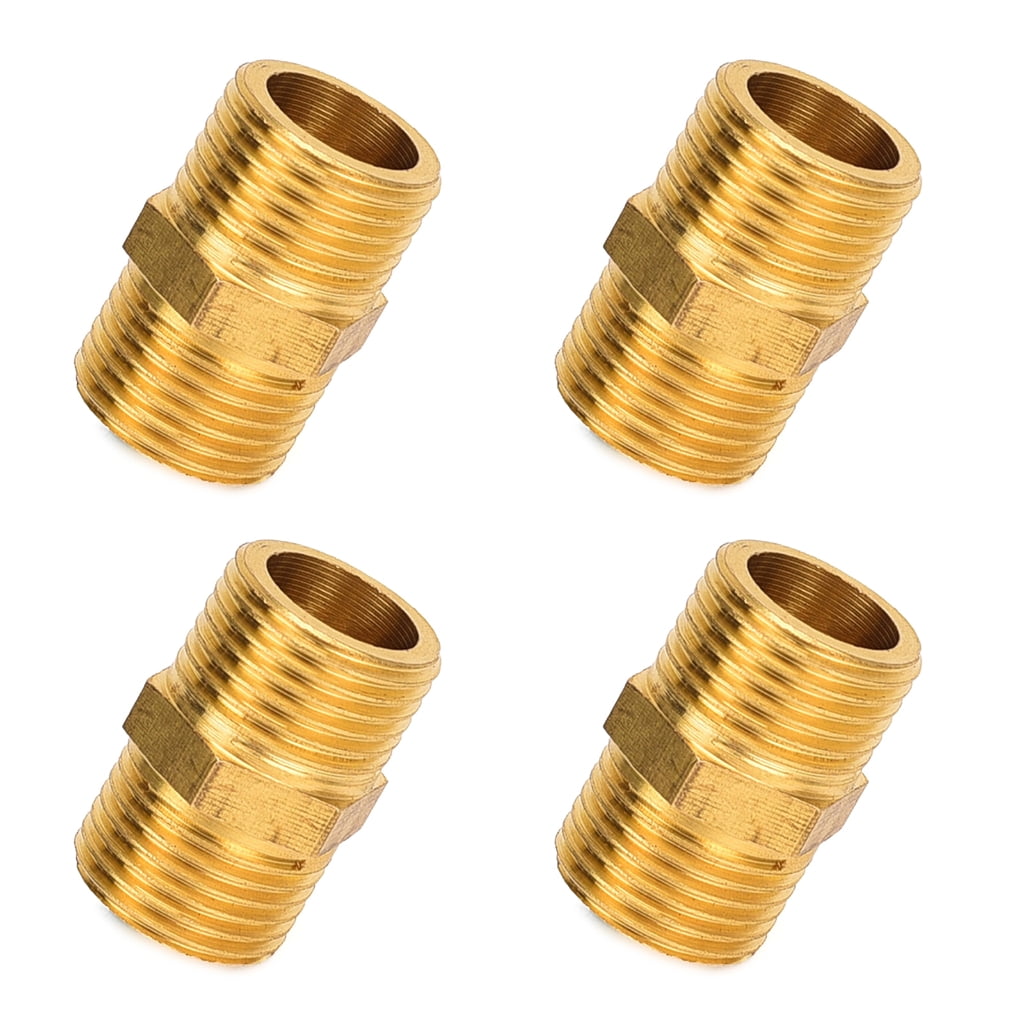 Set of 4 Hexagonal Pipe Joints Male Thread Double Nipples Pipe Coupling ...