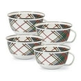 thumbnail image 1 of Highland Plaid Pattern - Set of 4 - 24 oz Sharing Bowls - Golden Rabbit Enamelware, 1 of 4