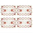 thumbnail image 1 of Set of 4 Holiday Collection White Fabric Table Placemats, 12x18 in, Embroidered Christmas Ornaments, 1 of 3