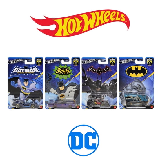 Set of 4 Hot Wheels DC Comics 1:64 Scale Mystery Random Assortment