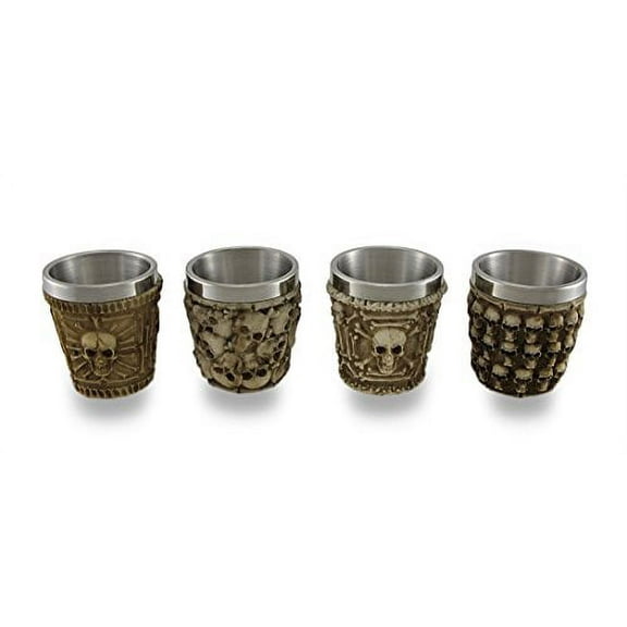 Set of 4 Human Skull Themed Shot Glasses