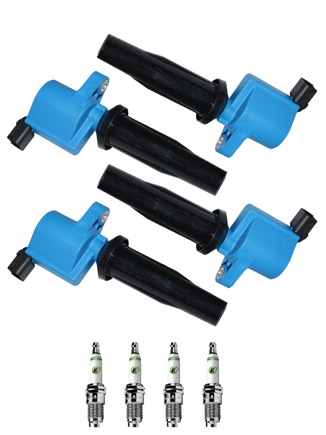 Set of 4 ISA High Performance Ignition Coils and 4 Spark Plugs