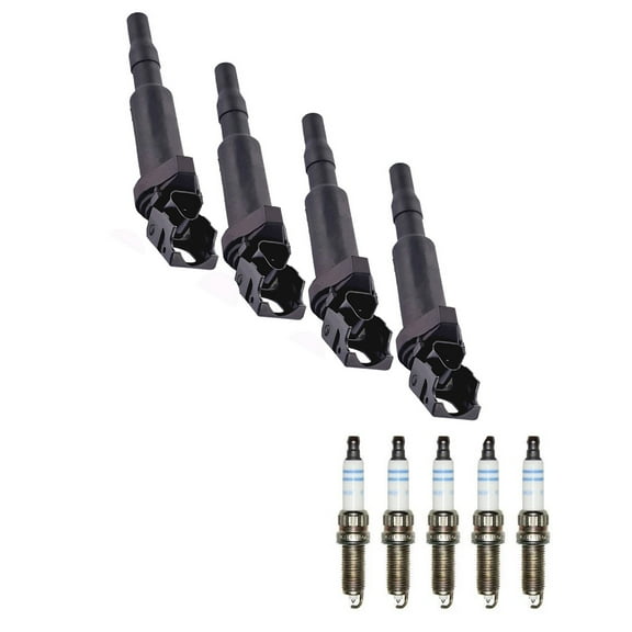 Set of 4 ISA Ignition Coils & 4 Bosch Spark Plugs for 2007-2009 Mini Cooper 1.6L Replacement for UF592