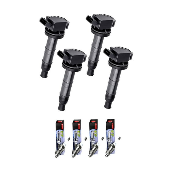 Set of 4 ISA Ignition Coils & 4 Denso Spark Plugs for 2001-2012 Toyota Camry Matrix Rav4 Solara 2.4L Replacement for UF333