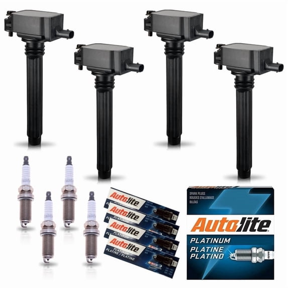 Set of 4 ISA Ignition Coils and 4 Autolite Platinum Spark Plugs Compatible with 2013-2016 Dodge Dart SE SXT Limited Rallye 2.0L UF648