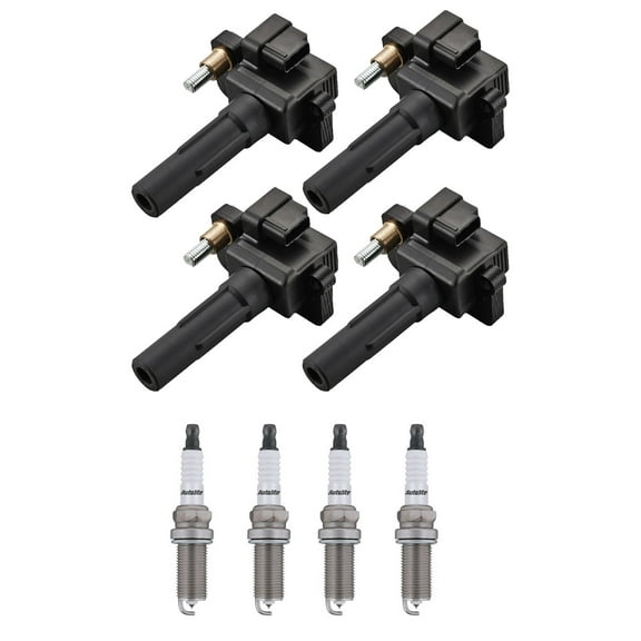 Set of 4 ISA Ignition Coils and 4 Autolite Spark Plugs Compatible with 2011-2014 Subaru Impreza 2.5L H4 2458cc -ci Replacement for UF665