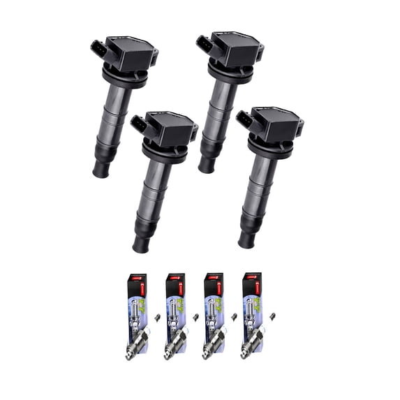 Set of 4 ISA Ignition Coils and 4 Denso Spark Plugs Compatible with 2002-2008 Toyota Camry XLE 2.4L V6 Replacement for UF333
