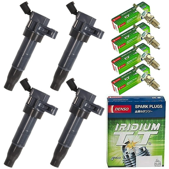 Set of 4 ISA Ignition Coils and 4 Denso Spark Plugs Compatible with 2009-2010 Hyundai Sonata SE Sedan 4-Door 2.4L 2359CC l4 Replacement for UF611