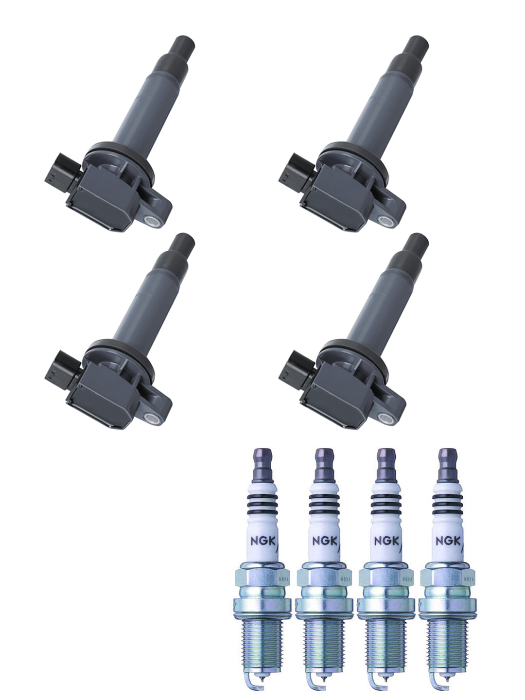 Set of 4 ISA Ignition Coils and 4 Denso Spark Plugs compatible with