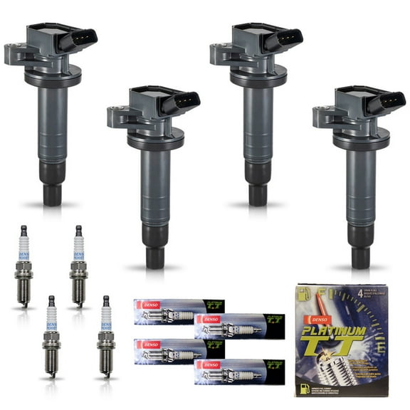 Set of 4 ISA Ignition Coils and 4 Denso Spark Plugs for 1999-2008 Toyota Corolla Matrix Pontiac Vibe Chevrolet Prizm 1.8L Replacement for UF247