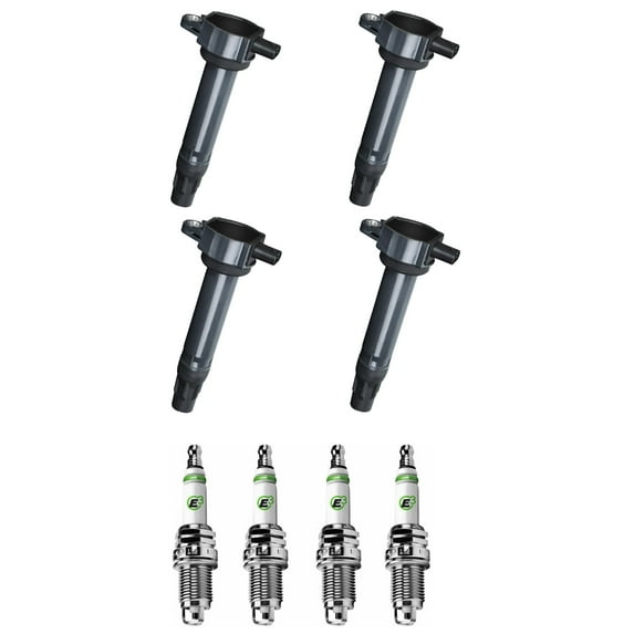Set of 4 ISA Ignition Coils and 4 E4 Spark Plugs Compatible with 2007-2010 Chrysler Sebring 2.4L L4 2360cc 144ci Replacement for UF557
