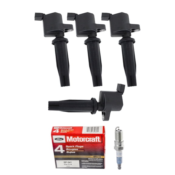 Set of 4 ISA Ignition Coils and 4 Motorcraft Spark Plugs for 2005-2012 Ford Escape Focus & Mercury Mariner Replacement for FD505